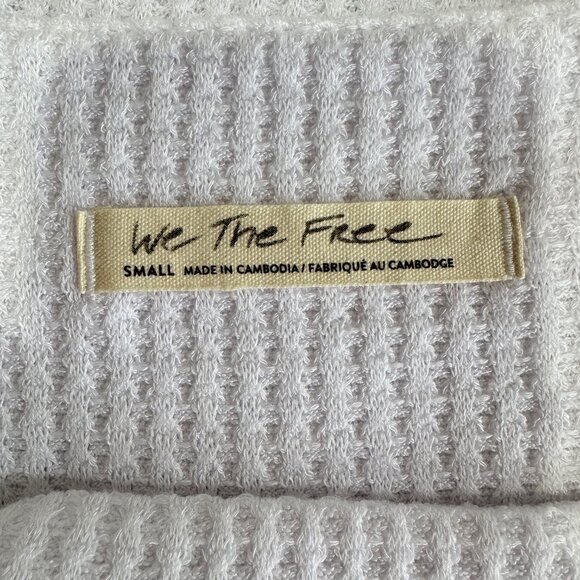 FREE PEOPLE We The Free North Shore Thermal Knit Thumb Hole Top in White - Picture 3 of 9
